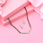 Thumbnail for Estele Gold-Polished Gorgeous Mangalsutra Necklace Set with White Austrian Crystals for Women - Distacart