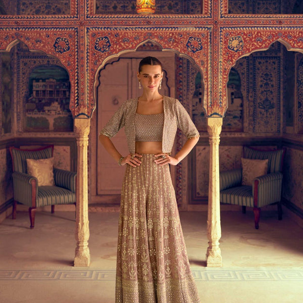 Anaita Brown Georgette Stitched 3 Piece Set With Embroidery Zarkan Work - Distacart