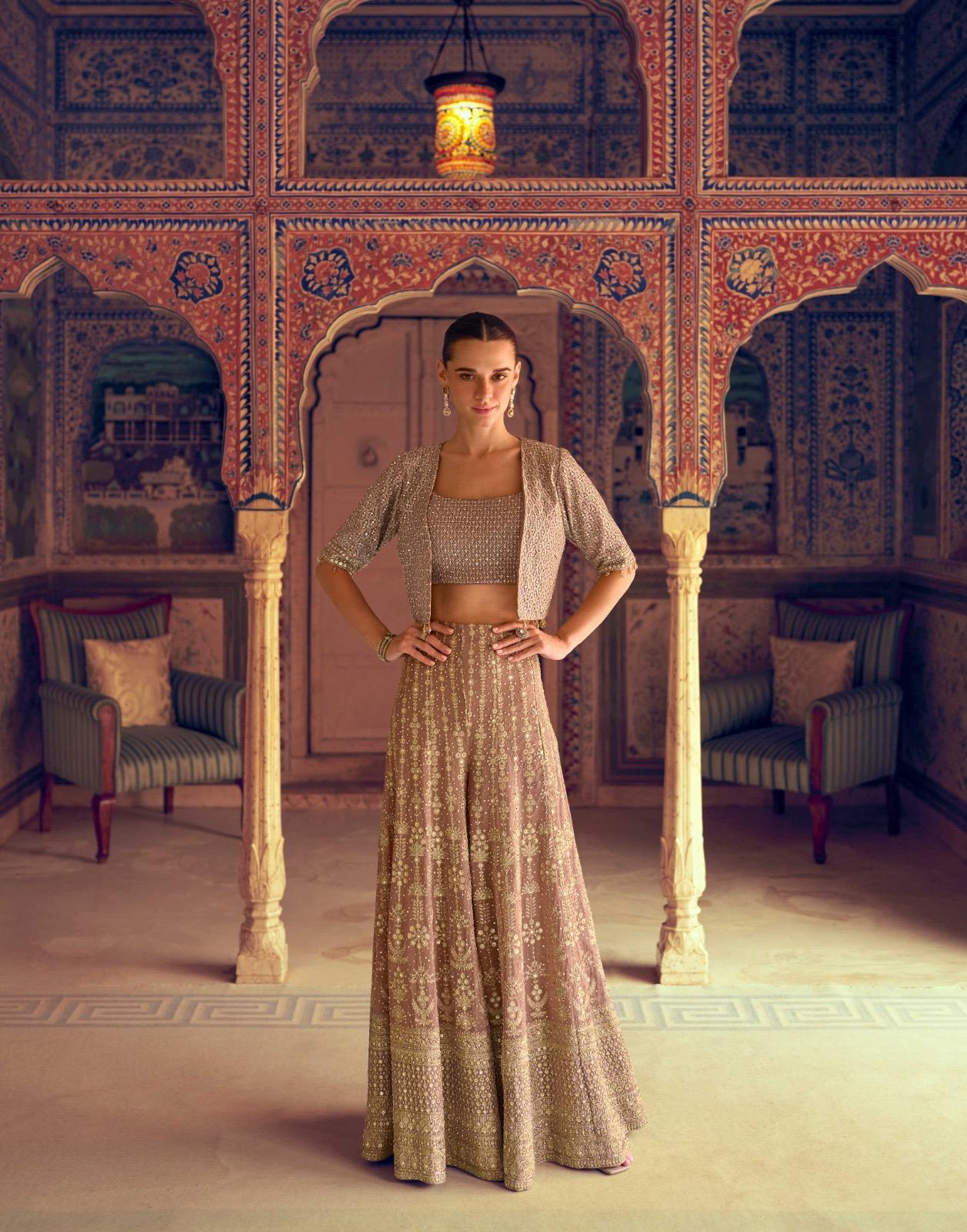 Anaita Brown Georgette Stitched 3 Piece Set With Embroidery Zarkan Work - Distacart