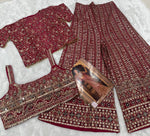 Thumbnail for Anaita Magenta Georgette Stitched 3 Piece Set With Embroidery Zarkan Work - Distacart