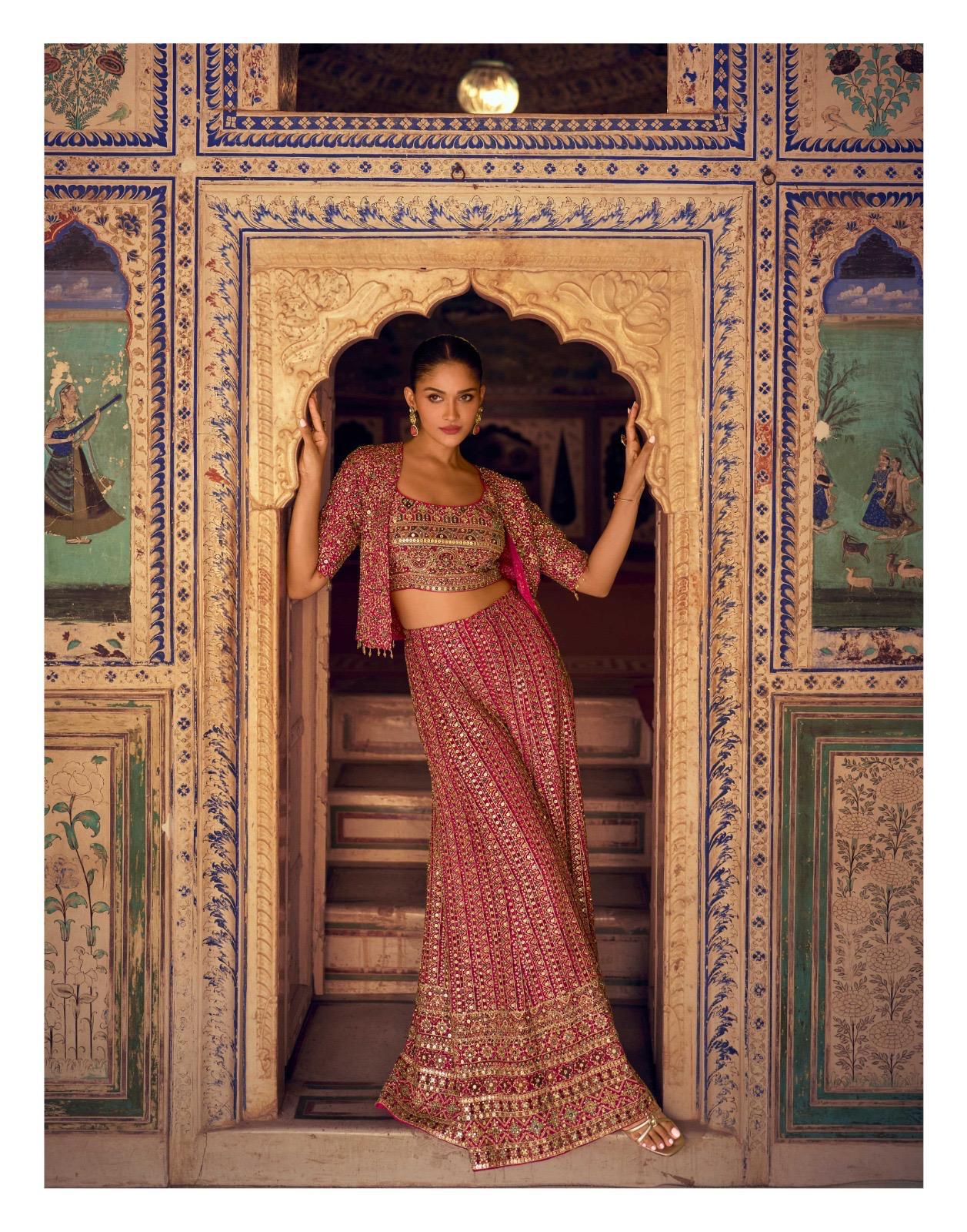 Anaita Magenta Georgette Stitched 3 Piece Set With Embroidery Zarkan Work - Distacart