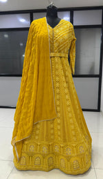 Thumbnail for Anaita Yellow Georgette Stitched Anarkali Suit with Embroidery & Sequence Work - Dista