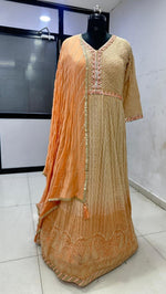 Thumbnail for Anaita Peach Georgette Stitched Anarkali Suit with Embroidery & Sequence Work - Dista
