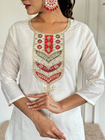 Thumbnail for The52 Embroidered Viscose blend Fabric Straight Kurta, Pant and Dupatta Set