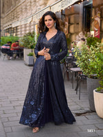 Thumbnail for Anaita Grey Georgette Stitched Shrug Suit With Embroidered Sequins Work - Distacart