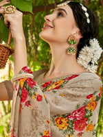 Thumbnail for Anouk Grey & Red Floral Printed Art Silk Saree - Distacart