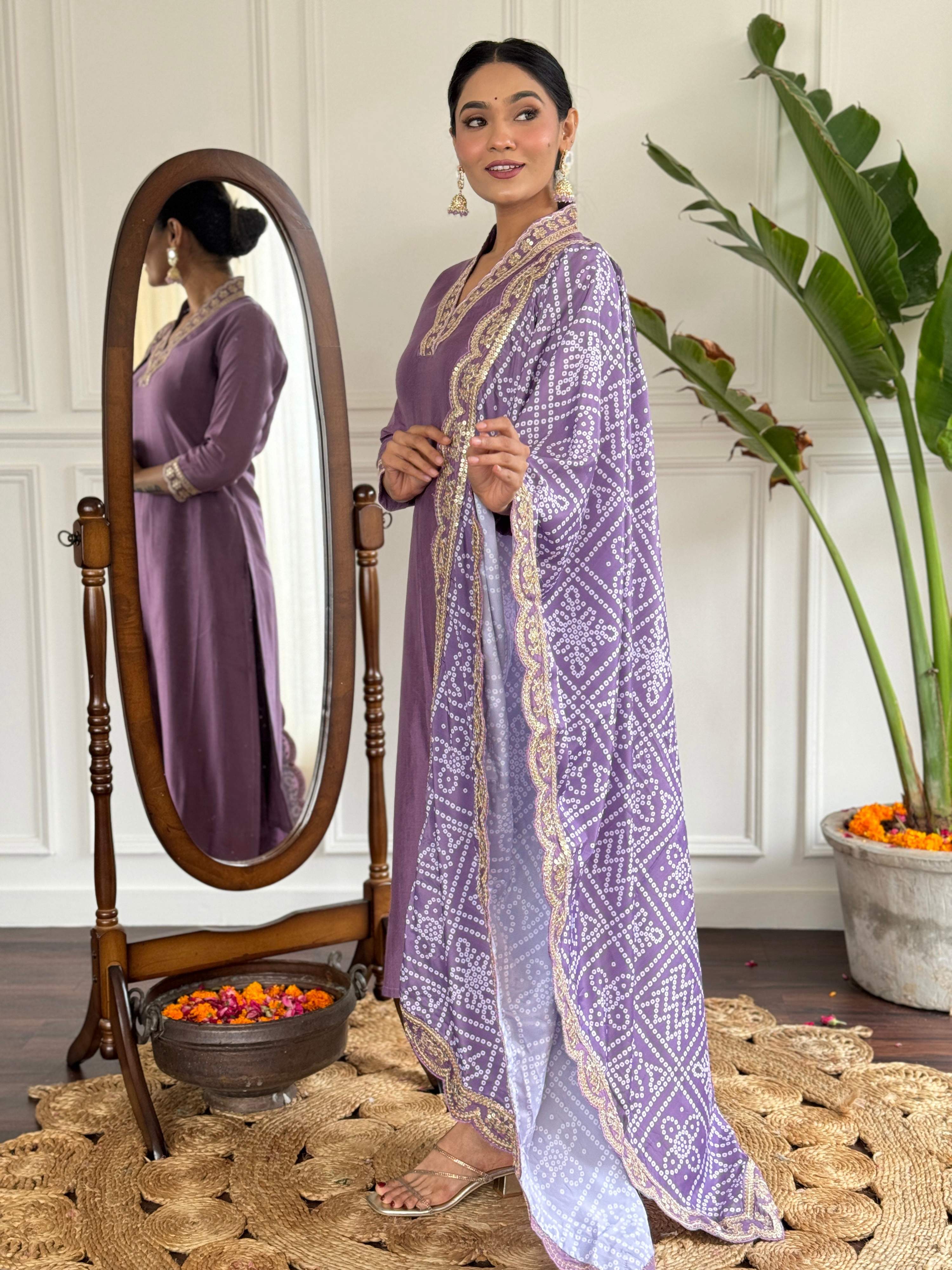 The52 Viscose Silk Fabric work Straight cut Kurta, Pant and Dupatta Set