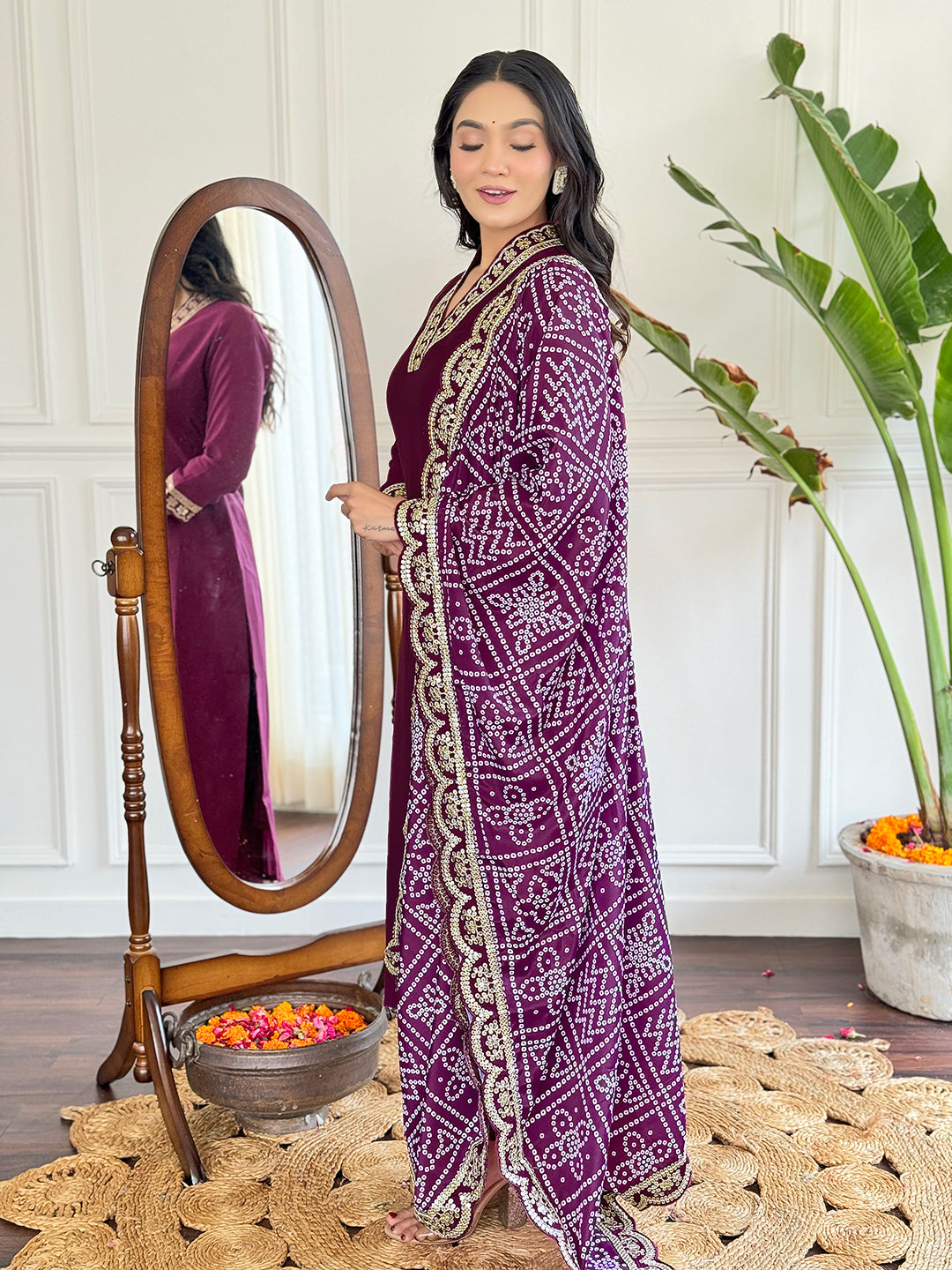 The52 Viscose Silk Fabric work Straight cut Kurta, Pant and Dupatta Set