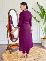 Thumbnail for The52 Viscose Silk Fabric work Straight cut Kurta, Pant and Dupatta Set
