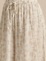 Thumbnail for Sangria Women Off-White & Golden Printed Kurta with Palazzos & Dupatta