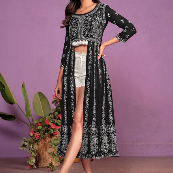 Sangria Women Chikankari Embroidered Round Neck Kurta - Distacart