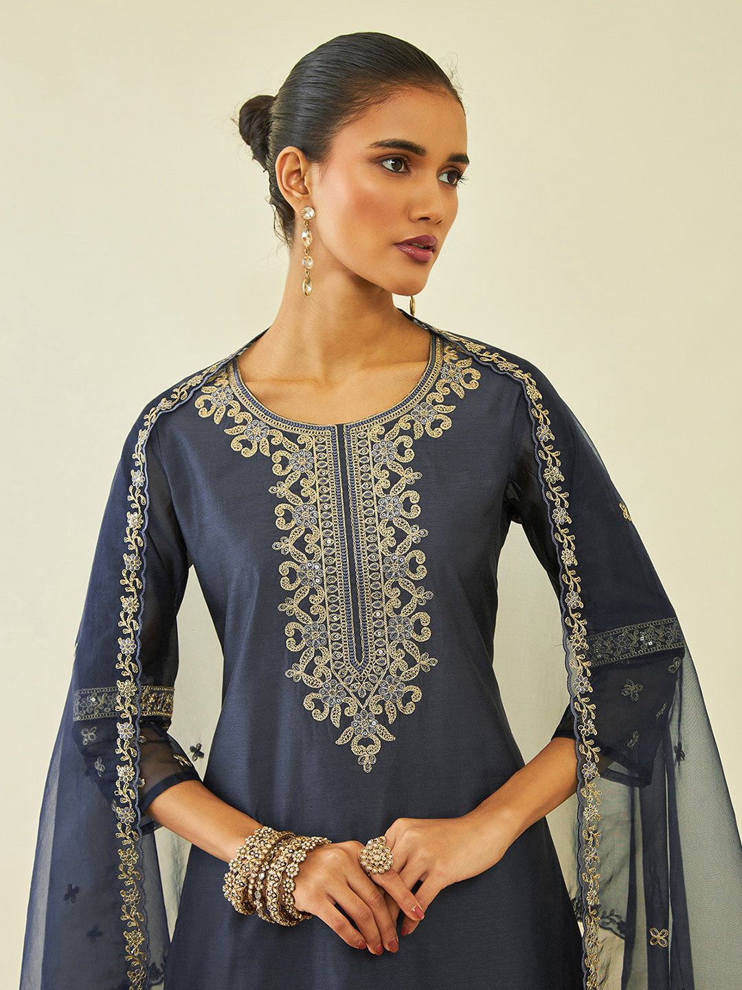 Soch Ethnic Motifs Embroidered Regular Sequinned Kurta With Trousers & Dupatta - Distacart