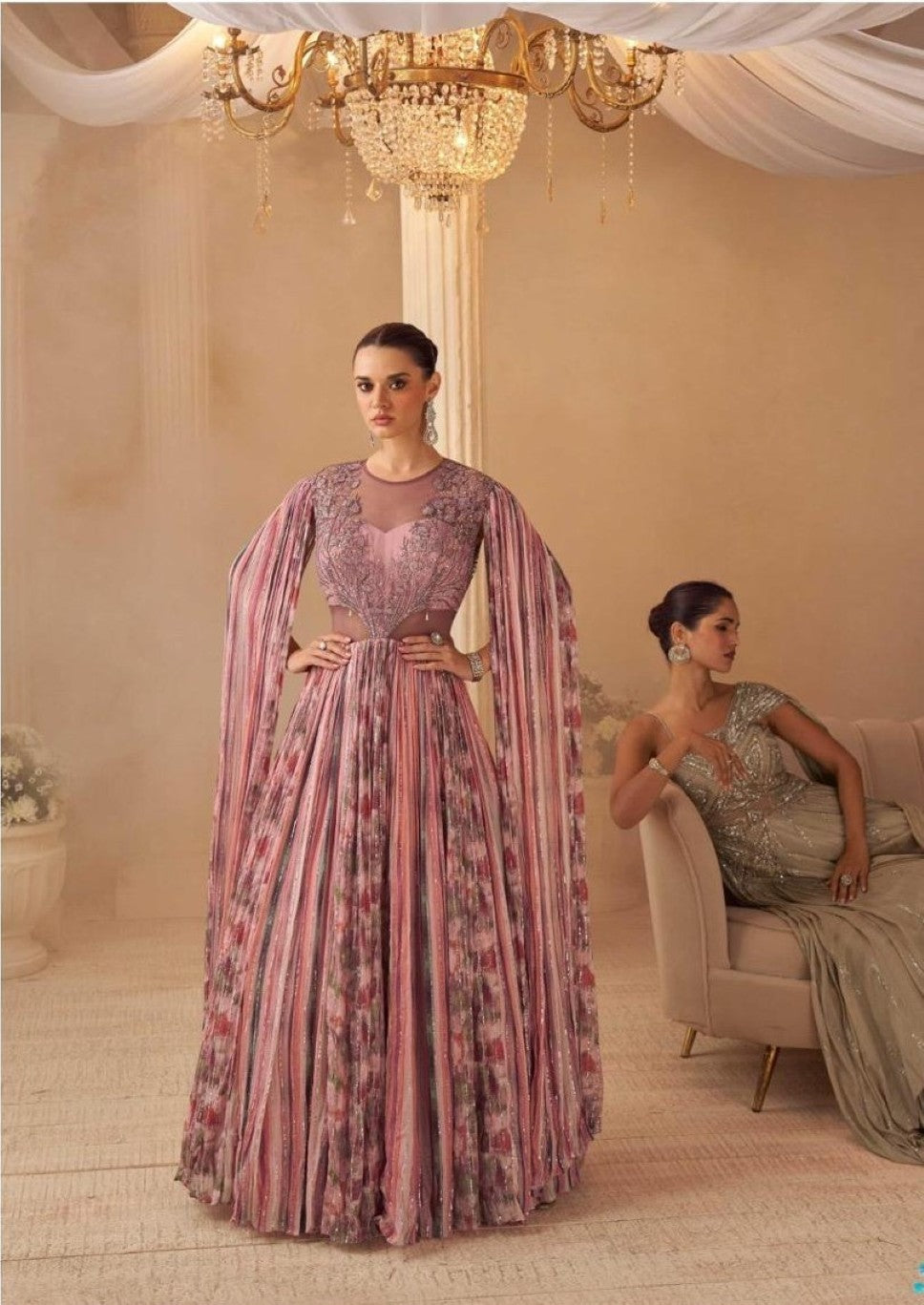 Anaita Pink Chinon Silk Stitched Gown With Embroidery Work - Dista