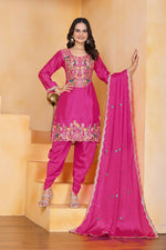 Thumbnail for Joban Fashion Pink Silk Embroidered Dhoti Dhoti Set - Distacart