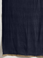 Thumbnail for All About You Women Navy Blue & Golden Satin Finish Kurta with Trousers & With Dupatta - Distacart