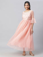 Thumbnail for AURELIA Embroidered Bell Sleeve Smocked Maxi Ethnic Dress
