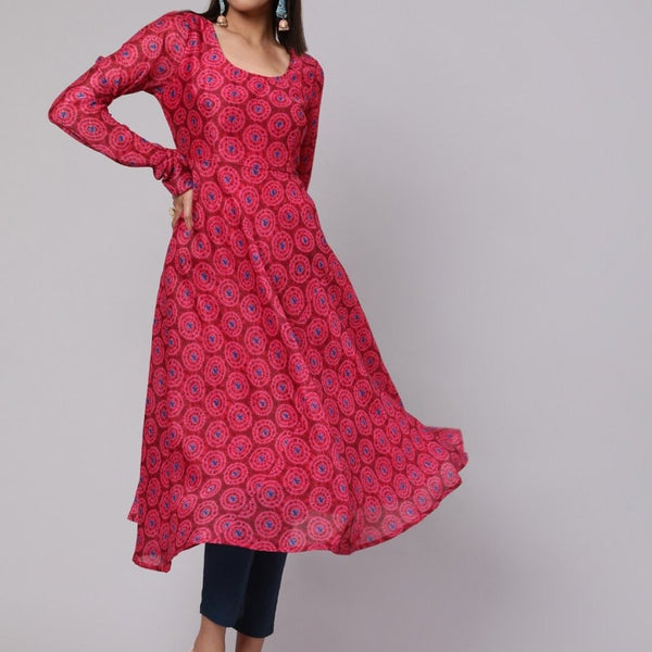 Aks Tie & Dyed Anarkali Kurta - Distacart