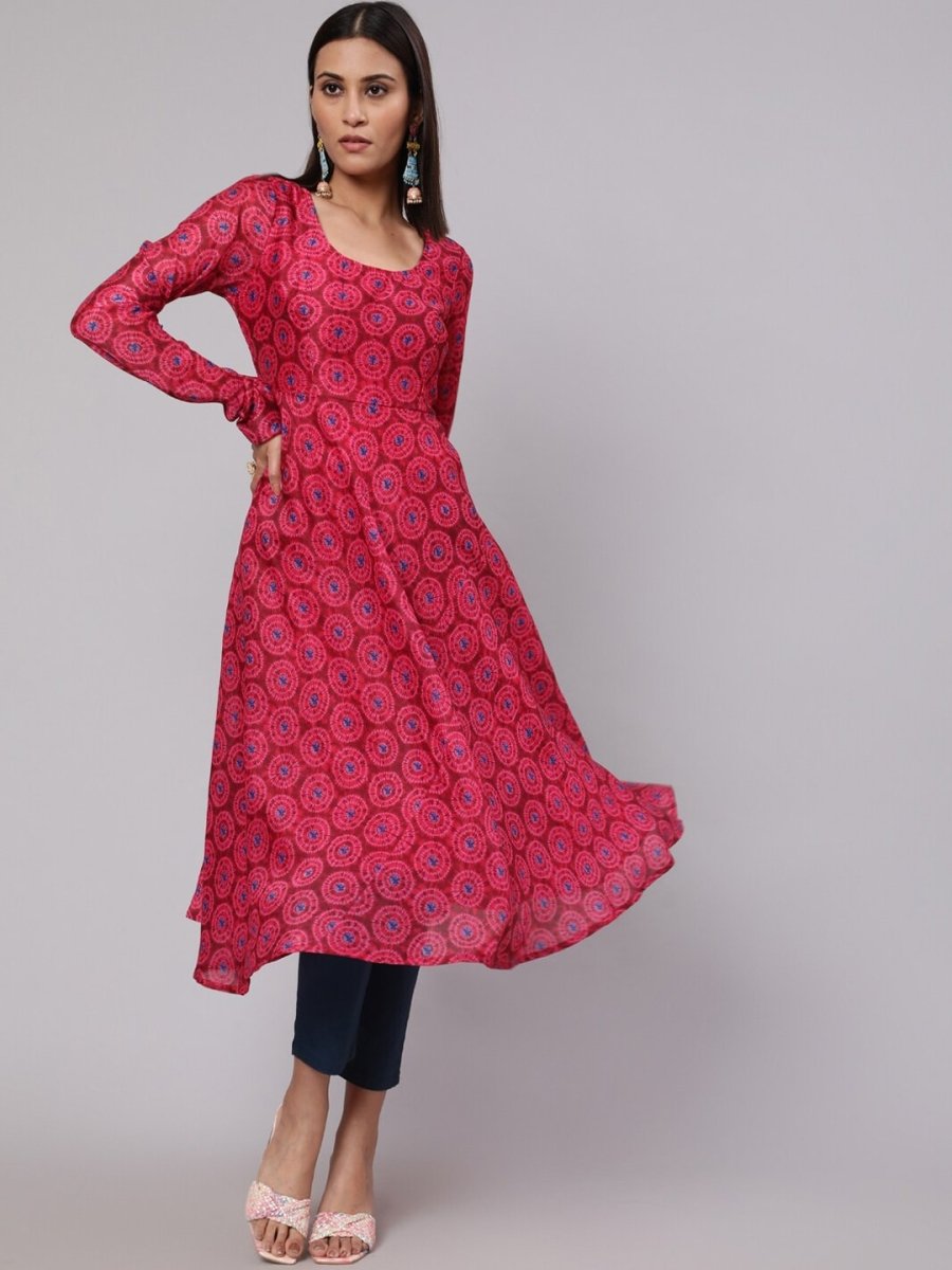 Aks Tie & Dyed Anarkali Kurta - Distacart