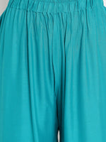 Thumbnail for TAG 7 Women Turquoise Blue Solid Flared Palazzos