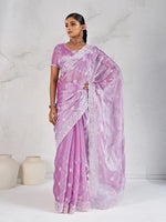 Thumbnail for Monjolika Fashion Lavender Thread Work Soft Burberry Ceremonial Trendy Saree - Distacart