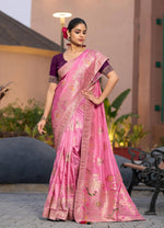 Thumbnail for Monjolika Fashion Dola Silk Meenakari Weave Work Traditional Saree In Light Pink - Distacart