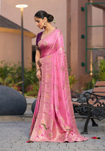Thumbnail for Monjolika Fashion Dola Silk Meenakari Weave Work Traditional Saree In Light Pink - Distacart