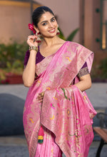 Thumbnail for Monjolika Fashion Dola Silk Meenakari Weave Work Traditional Saree In Light Pink - Distacart