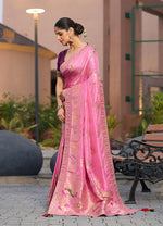 Thumbnail for Monjolika Fashion Dola Silk Meenakari Weave Work Traditional Saree In Light Pink - Distacart