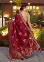 Thumbnail for Monjolika Fashion Dola Silk Meenakari Weave Work Traditional Saree In Maroon - Distacart