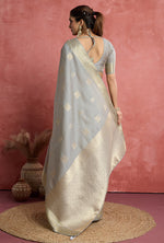 Thumbnail for Monjolika Fashion Light Grey Soft Silk Weaving Ceremonial Classic Saree - Distacart