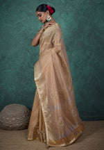 Thumbnail for Monjolika Fashion Elegant Beige Color Tissue Linen Khatli Hand Work Saree - Distacart