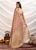 Thumbnail for Monjolika Fashion Ethnic Light Peach Crush Tissue Designer Saree