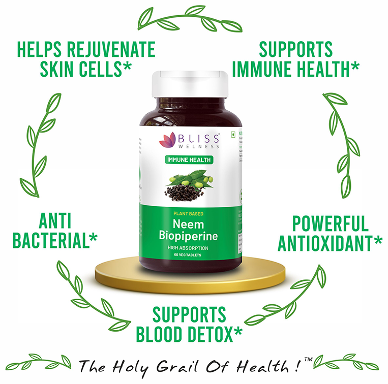 bliss welness immune health neem biopiperine veg tablet