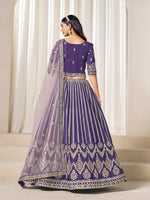 Thumbnail for Monjolika Fashion Embroidered Purple Art Silk Designer Long Lehenga Choli - Distacart