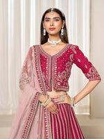 Thumbnail for Monjolika Fashion Embroidered Rani Pink Art Silk Designer Long Lehenga Choli - Distacart