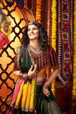 Thumbnail for Monjolika Fashion Traditional Printed Black Gajji Silk Lehenga Choli For Navratri