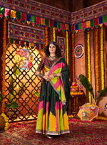 Thumbnail for Monjolika Fashion Traditional Printed Black Gajji Silk Lehenga Choli For Navratri