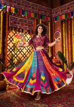 Thumbnail for Monjolika Fashion Colorful Gajji Silk Navratri Lehenga Choli With Mirror Work