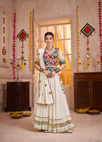 Thumbnail for Monjolika Fashion Designer Viscose Cotton White Navratri Chaniya Choli