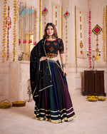 Thumbnail for Monjolika Fashion Multi-Color Viscose Cotton Navratri Lehenga Choli With Hand Mirror Work