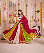 Thumbnail for Monjolika Fashion Multi Color Viscose Cotton Navratri Lehenga Choli With Kutchi And Mirror Work Jacket