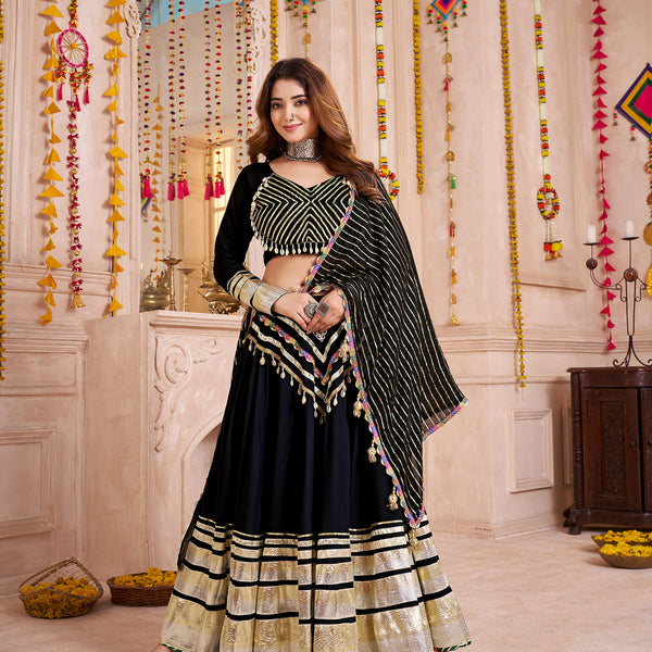 Monjolika Fashion Black Designer Viscose Cotton Navratri Chaniya Choli Set - Distacart