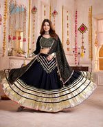 Thumbnail for Monjolika Fashion Black Designer Viscose Cotton Navratri Chaniya Choli Set
