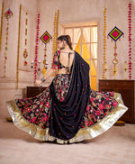 Thumbnail for Monjolika Fashion Black Viscose Cotton Navratri Lehenga Choli With Kutchi Patch & Mirror Work