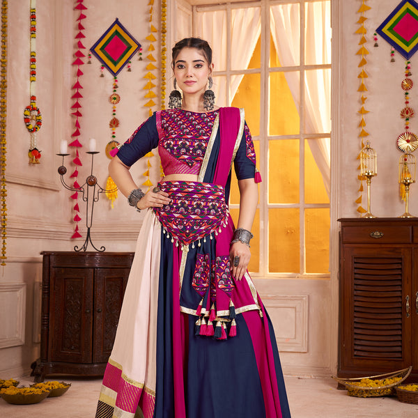 Monjolika Fashion Viscose Cotton Multi-Color Embroidery Navratri Lehenga Choli - Distacart
