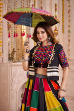 Thumbnail for Monjolika Fashion Multicolor Viscose Cotton Navratri Chaniya Choli With Kutchi And Patch Work Jacket