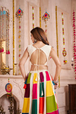 Thumbnail for Monjolika Fashion Multicolor Viscose Cotton Navratri Chaniya Choli With Kutchi And Mirror Work Jacket