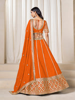 Thumbnail for Monjolika Fashion Orange Art Silk Wedding Wear Lehenga Choli Set - Distacart