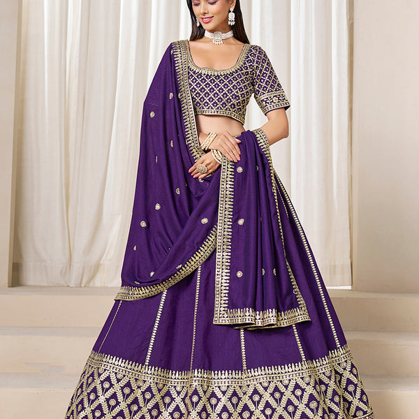 Monjolika Fashion Purple Art Silk Wedding Wear Lehenga Choli Set - Distacart