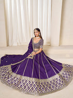 Thumbnail for Monjolika Fashion Purple Art Silk Wedding Wear Lehenga Choli Set - Distacart